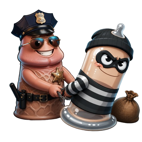 The Cock Cop arresting the Rubber Robber